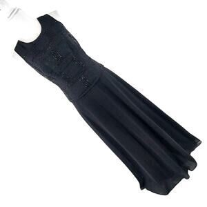 KAREN MILLER, NEW YORK! BLACK BEADED, EMBROIDERED 2 PC LOOK MAXI DRESS! SZ 6P